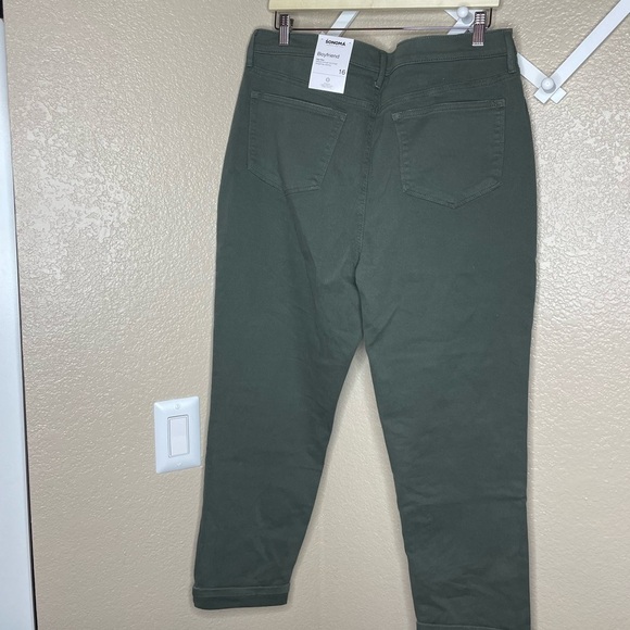 Sonoma Boyfriend High Rise Pants Olive Green NWT - Picture 2 of 5